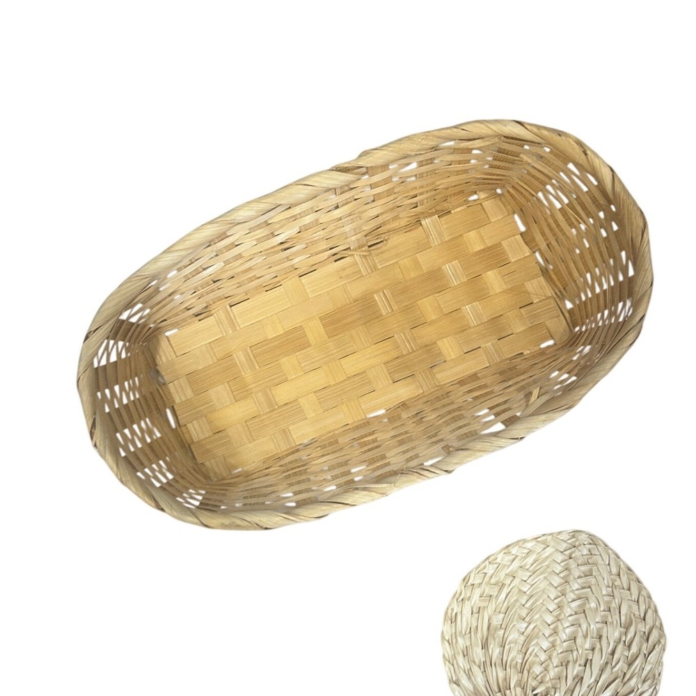 Handwoven Wicker Basket Set Oval Boho Wall Decor Natural Rattan Cottagecore - Picture 8 of 9